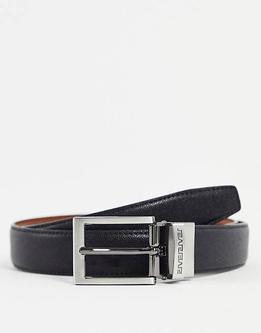 Hombre Cinturones | Cinturón negro con trabilla y acabado granulado de River Island - OH23108