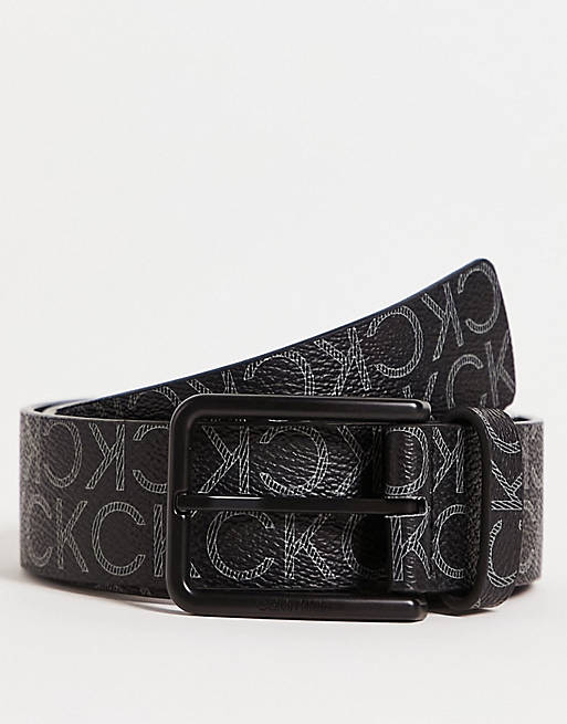Hombre Cinturones | Cinturón negro de 35 mm con monograma integral de Calvin Klein - OG50349