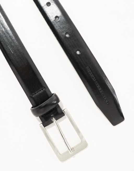 Cinturón negro de cuero con hebilla de clavija de French Connection, 2 de 3