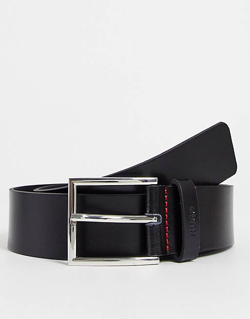 Hombre Cinturones | Cinturón negro de cuero Giaspo de HUGO - WW43061