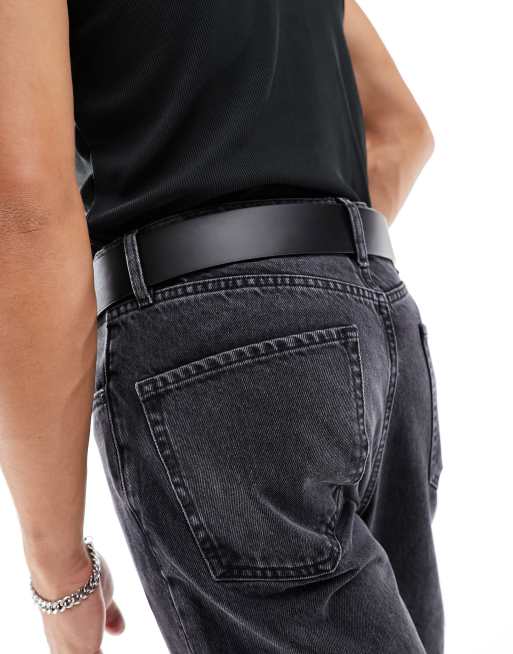 Cinturón negro de cuero sintético con hebilla llamativa de estilo wéstern de ASOS DESIGN, 3 de 4