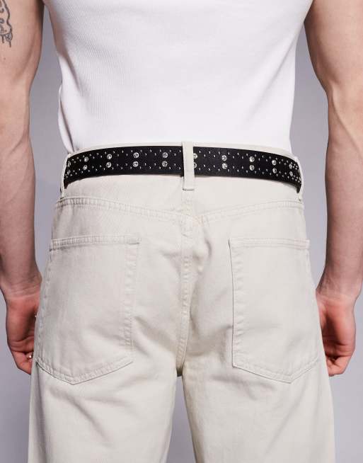 Cinturón negro de estilo wéstern de cuero sintético con tachuelas de cristal de ASOS DESIGN, 3 de 3