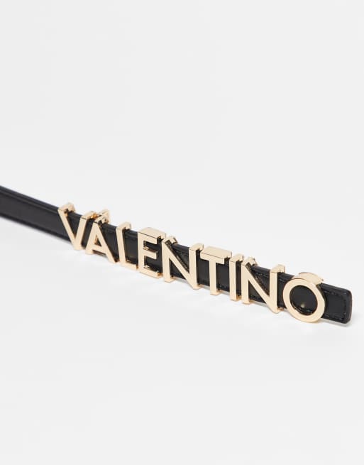 Cinturón negro estrecho con herrajes dorados Belty de Valentino, 3 de 3