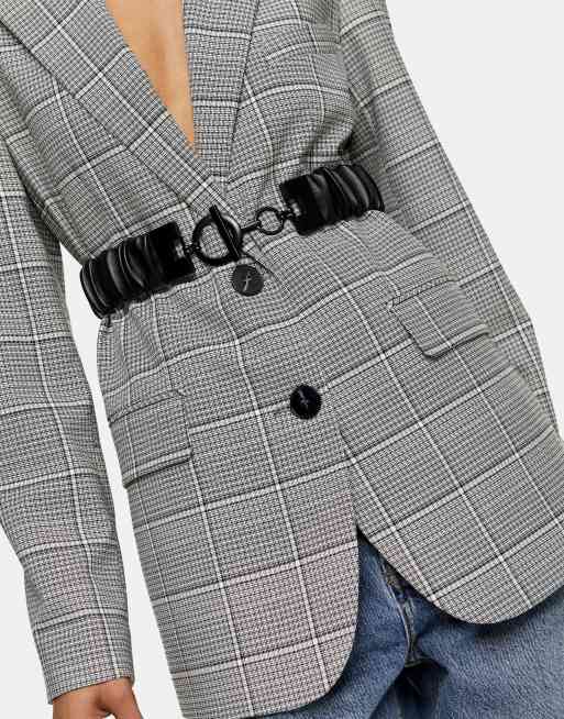 Cinturón negro fruncido de Topshop