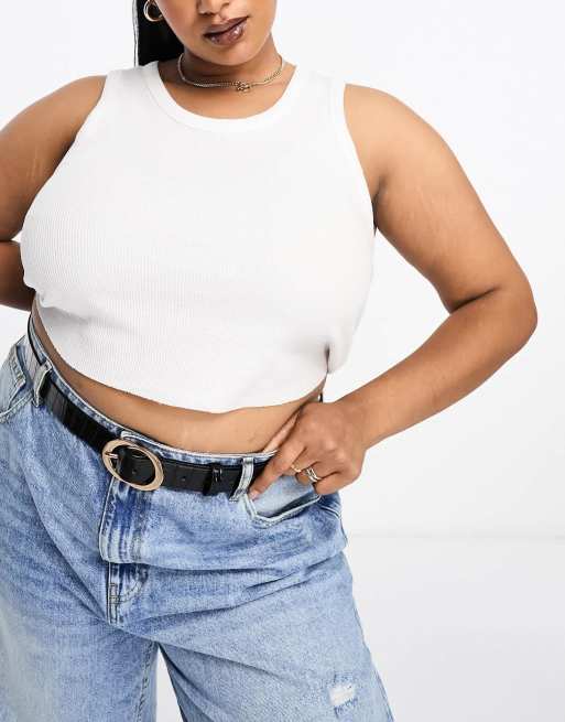 Cinturón negro para cintura y cadera con efecto cocodrilo y hebilla de dos círculos de ASOS DESIGN Curve , 4 de 4