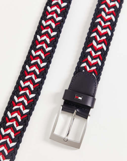 Cinturón negro, rojo y blanco con diseño entretejido elástico de Tommy Hilfiger, 4 de 4
