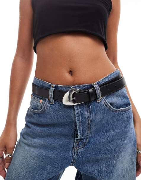 Cinturón para vaqueros negro con hebilla angular de ASOS DESIGN - view 1