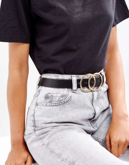 Cinturón para vaqueros para cintura y cadera con doble círculo de ASOS DESIGN