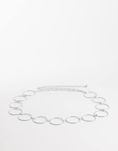 Cinturón plateado de cadena de anillas grandes de My Accessories Curve - view 1