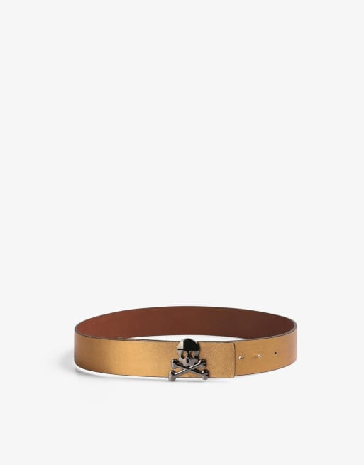 Cinturón reversible dorado y camel de Scalpers