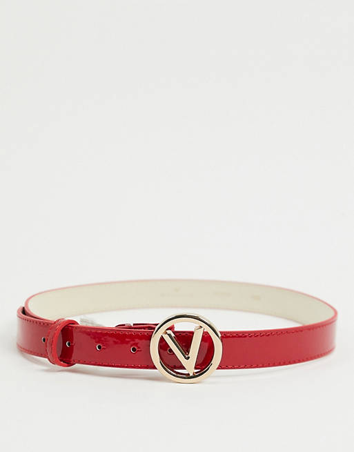 Cinturón rojo con logo redondeado de Valentino