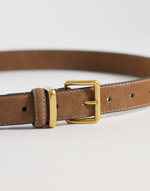 Cinturón tostado claro para cintura y cadera de antelina con hebilla cuadrada de ASOS DESIGN, 2 de 3