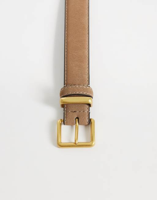 Cinturón tostado claro para cintura y cadera de antelina con hebilla cuadrada de ASOS DESIGN, 3 de 3