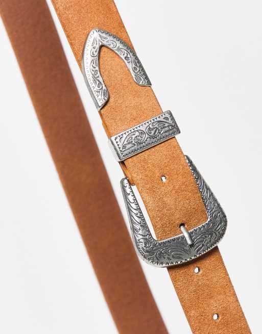 Cinturón tostado para cintura y cadera de estilo wéstern de ante de ASOS DESIGN Curve , 4 de 4