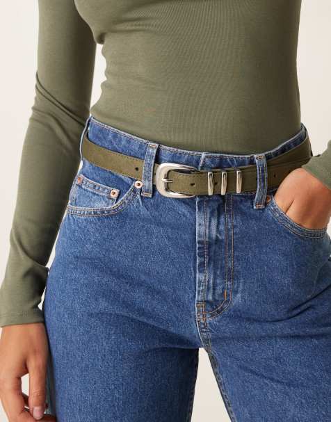 Cinturón verde caqui para cintura y cadera con trabillas de ASOS DESIGN - view 1