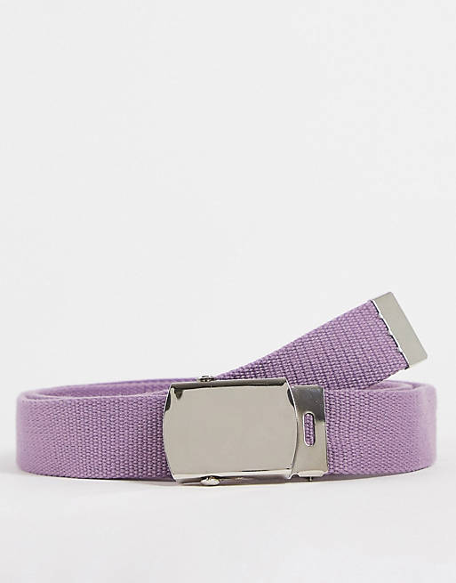 Hombre Cinturones | Cinturón violeta de cincha con hebilla plateada tipo placa de ASOS DESIGN - SC35163