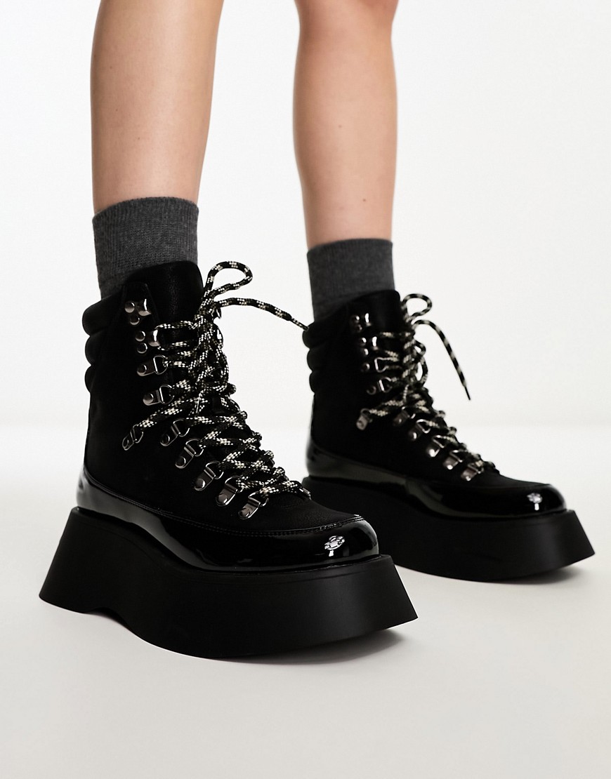 Circus NY Gail flatform chunky lace up low ankle boot in black