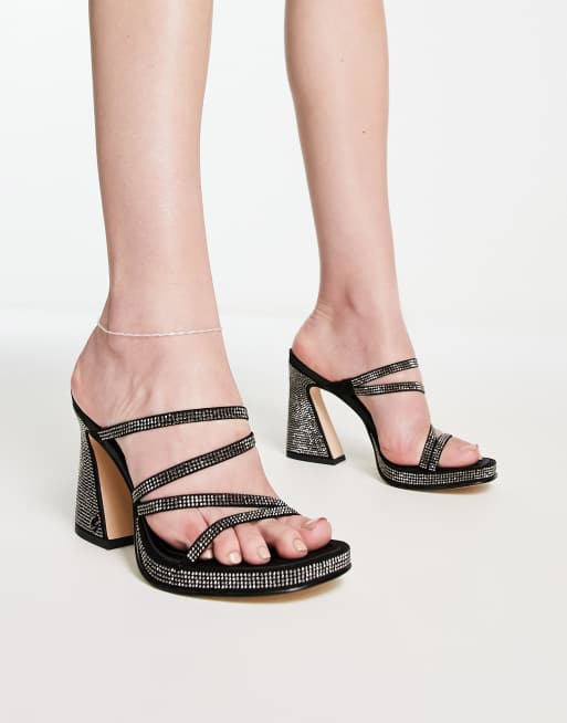 Circus NY Hanson sparkle strap detail mules in black | ASOS