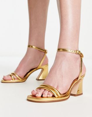 Circus NY Hartlie mid heels with strap details in gold - ASOS Price Checker