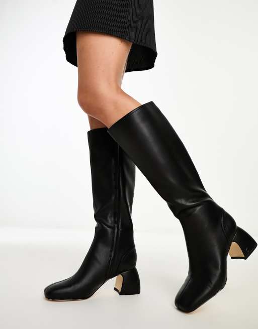 Circus NY knee boots in black leather ASOS