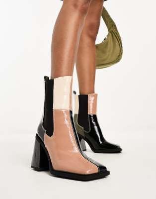  Lauren heeled ankle boots in colour block patent