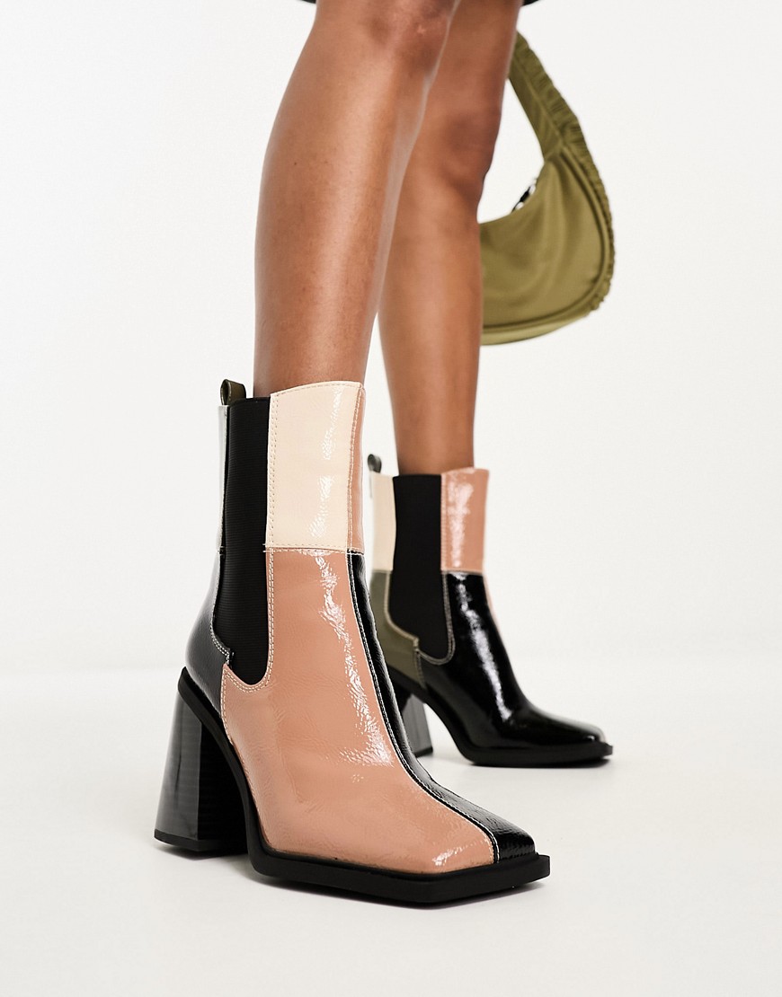Circus NY Lauren heeled ankle boots in colour block patent-Multi