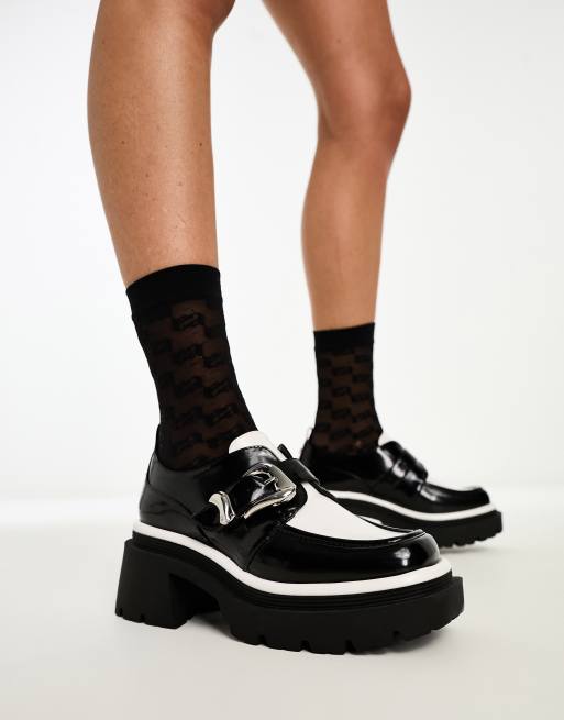 Circus NY Natasha buckle shoes in black and white patent leather ASOS