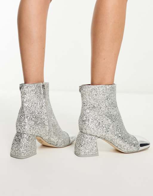 Silver 2024 glitter booties