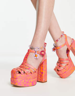 Circus NY - Paddie - Schuhe mit orangefarbenem „Eis am Stiel"-Print und Plateausohle