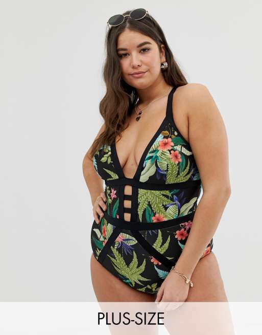 City Chic Bahamas swimsuit in floral ASOS