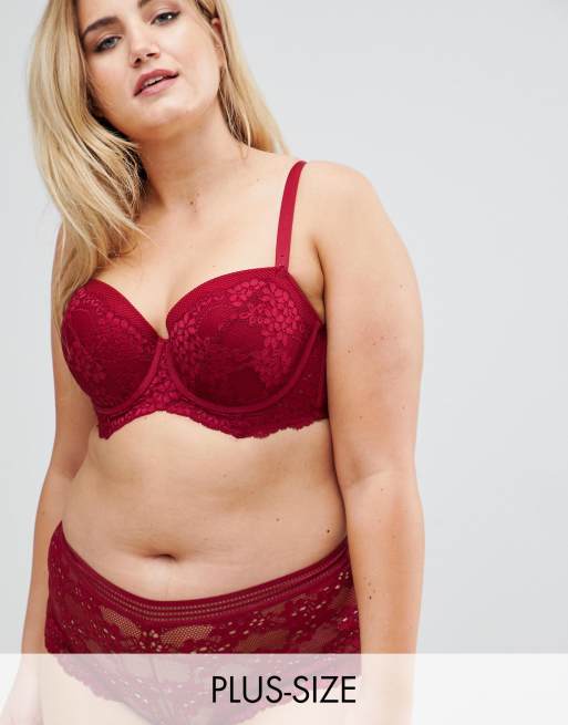 New Look longline lace bra in red