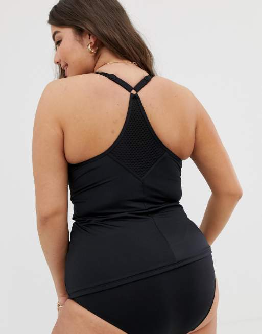 City Chic Curve Catalina underwired tankini in black