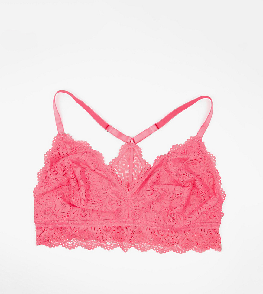 City Chic Lace bralette in hot pink