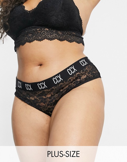 City Chic Lace hipster brief in black