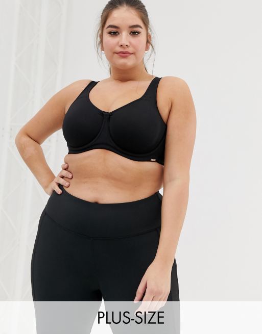 City Chic Smooth & Chic Sports Bra In Black