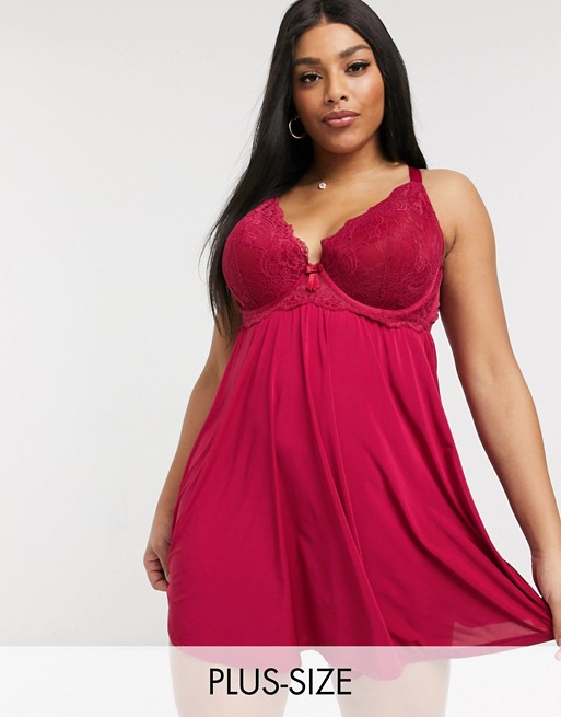City Chic Suzannah babydoll in red