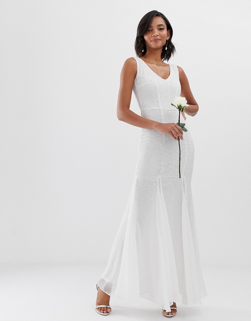 City Goddess bridal fishtail maxi dress-White