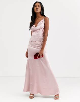 satin strappy maxi dress