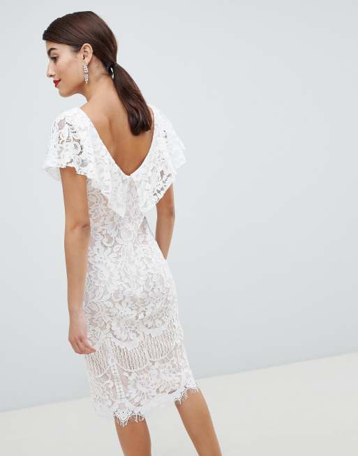 Eyelash lace overlay outlet plunge neck bodycon dress