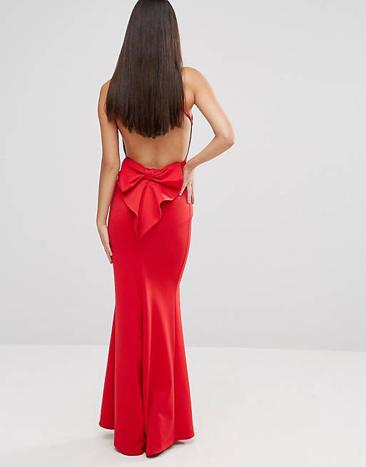 City Goddess Maxi Dress With Bow Detail And Exposed Back