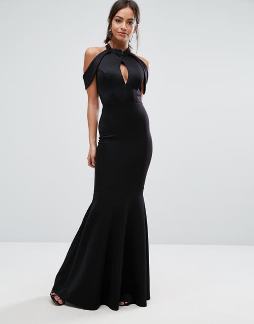 Black off the shoulder best sale fishtail dress