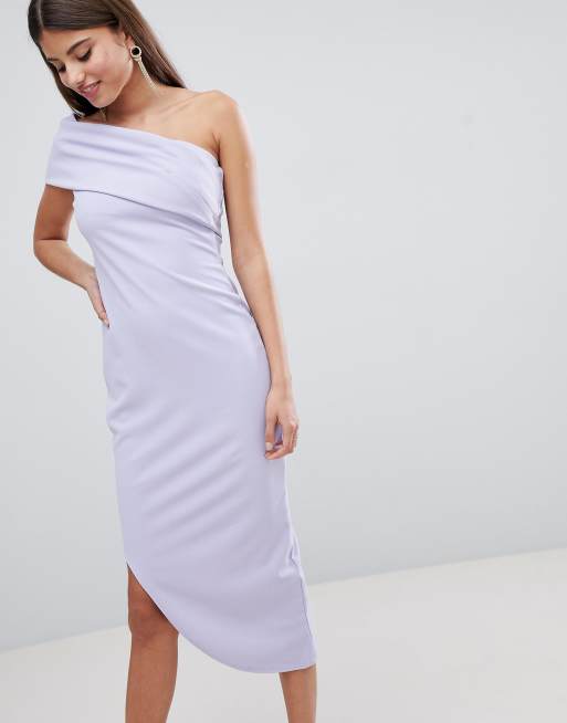 City Goddess One Shoulder Aysmetric Midi Dress