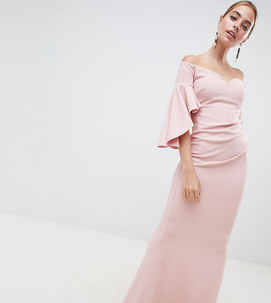 City Goddess - Petite - Lange bardot-jurk met lange mouwen-Roze