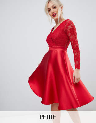 red petite prom dress