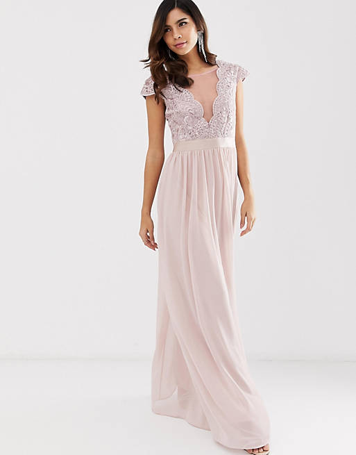 City Goddess pleated maxi dress with lace and mesh detail | ASOS