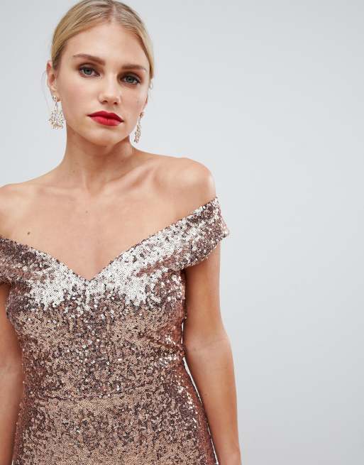 City Goddess Robe longue orn e de sequins effet d grad