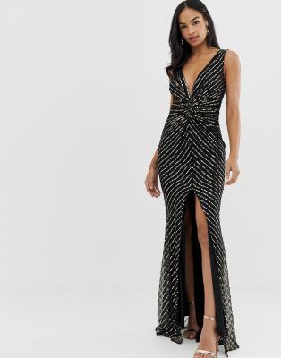 thigh split sequin dress