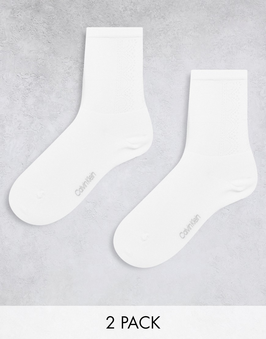 Calze Bianco donna CK - Arya - Confezione da 2 paia di calzini medi bianchi con occhielli-Bianco