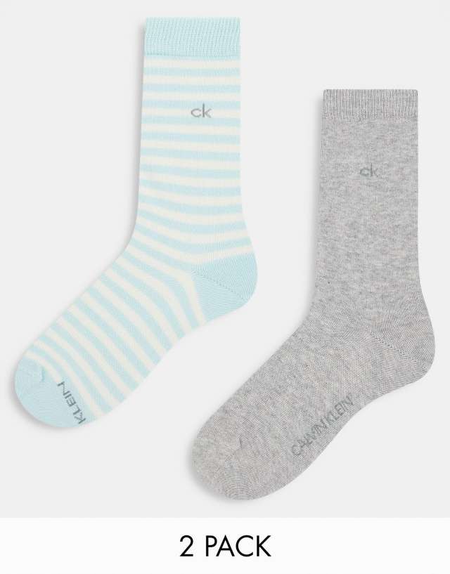 Calvin Klein - CK jeanna 2 pack socks in grey and light blue stripes