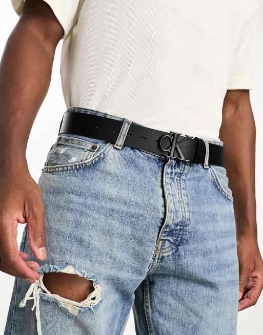 CK Jeans - Ceinture avec plaque ronde à monogramme - Noir